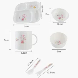 sthiti 6 in 1 Kids Feeding Set | Divided Plate with Bowl/Cup/Fork & Spoon - Polypropylene image 2