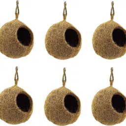 Natural Jute Bird Nest for Cages, Cozy & Safe Nesting Solution For Birds(6 Nest) Bird House-0