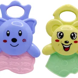 kidz n toys Colorful Non Toxic Pack of 6 Rattle Set with Teether for, Toddlers Babies Rattle image 4