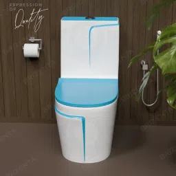 21003 Ceramic Snow White commode with T.Blue Line Finishing 21003 Western Commode-35