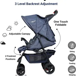 little pea One-Touch Fold, 3-Position Recline, 2 Food Tray, Spacious Seating Stroller image 3