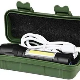 godhani enterprise Mini 2in1 Waterproof Laser LED Metal Body Rechargeable 3 Mode Zoomable Flashlight Torch Table Lamp COB Outdoor Lamp Search Light 9W USB Charging Torch image 4