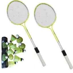 Badminton Racquet Set Of 2 Piece With 10 Piece With Nylon Shuttle Cock Badminton Kit-image-40