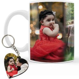 Photo & Text Printed Cup For Birthday Anniversary Photo cup With Keychain P13 Ceramic Coffee Mug-image-12