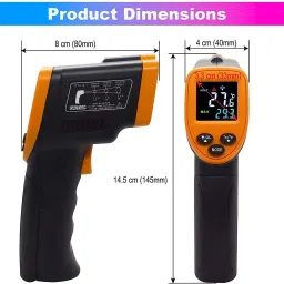 amiciSense IR Industrial Thermometer,50~580°C High Precision Infrared Temperature Sensor with Adjustable Emissivity & Color LCD for Industrial Use Thermometer image 3