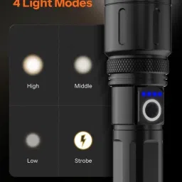 zeno volt HP376 (ZOOMABLE METAL LED TORCH)5 Modes Flashlight, Super Bright 150 W Torch 10 hrs Torch Emergency Light image 4
