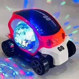 Mini 360 Degree CAR Rotating Stunt Car Bump and Go Toy with 4D Lights Lights Dancing Toy Battery Operated & Sounds Musical for Kids (Multicolour) (Clear)-3