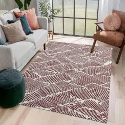 mric Maroon Abstract Wool 4 Ft X 6 Ft Hand Tufted Carpet-picture-44