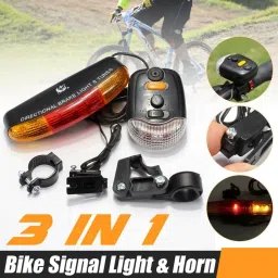 alexvyan Certified Combo Bicycle Front and Rear Break Light with 8 Tune Bell Combo LED Front Rear Light Combo image 3