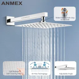 6x6 (6INCH) Super Heavy Ultra Slim Square Rain Shower Head with 15inch Arm Fixed Mount-picture-17