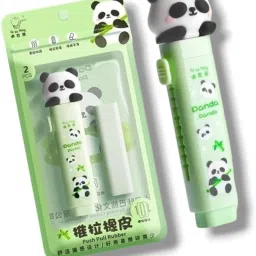 Panda Cutter Shaped Eraser Set for Kids Rubber Eraser for Kids 2 Rifill Eraser Non-Toxic Eraser-image-1