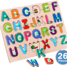 Wooden Educational Creative learning A To Z English Alphabets ABCD Board Puzzle-4