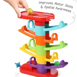 intelliskills Zip Zap Zoom Racing Tower Track with Stack, Roll & Ramp Play for Kids|3 Toy Cars image 4