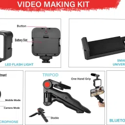 AMUSING All-In-One Smartphone Vlogging Kit Video Recording Equipment with Tripod Monopod Kit, Tripod Kit image 3