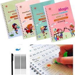 Magic Practice Copybook with Pen & 10 Refill, Reusable Calligraphy Set for Kids-14