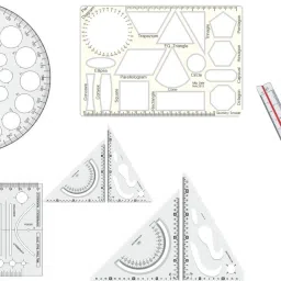 Pro Circle (25 Circles), Hyperbola Parabola & Geometry Template (16 shapes), Set Square Big & Small, Roll N Draw Ruler, Triangle Ruler Drafting Scale Ruler -Architect or Other Students (Set of 7) Ruler-22