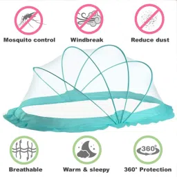 safemyles Nylon Infants Baby Folding Crib Mosquito Net Ocean Green Crib net Big Size Mosquito Net image 3