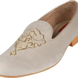 Tanny Shoes Men's Velvet Material Embroidered Slip On Juttis. For Bridal Party Loafers For Men-image-3