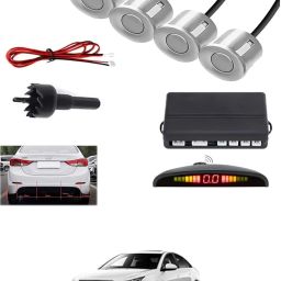 4Silver Parking Sensor With LED Display Increased Safety For Car-73 Universal 4 Silver Reverse Parking Sensor With LED Display For Cars-73 Parking Sensor-image-22