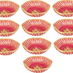 hexagon 5" PINK BASKET USE FOR FRUIT STORAGE , DECORATION , GIFT ( 10 PCS ) Bamboo Fruit & Vegetable Basket-image-65