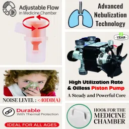 Ubinas Advance Piston Compressor Nebulizer with Adult & Child Masks Kit001 Nebulizer image 3