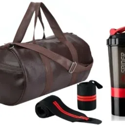 Combo Set of Duffle Leather Bag with Shaker Bottle,Wrist Support Bag/Gym-image-88