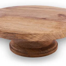 12 Inch Round Wooden Cake and Dessert Pedestal Display Stand, Natural finish Wooden Cake Server-33