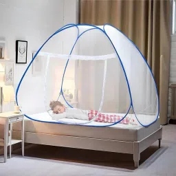 Cotton Adults Washable Royal Blue Single Bed Mosquito Net-12
