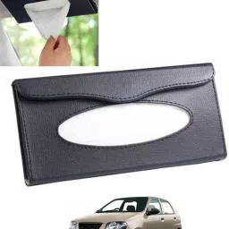 Black Leatherite Rectangle Shape Fancy Design Tissue Dispencer For Car-89 Vehicle Tissue Dispenser-5
