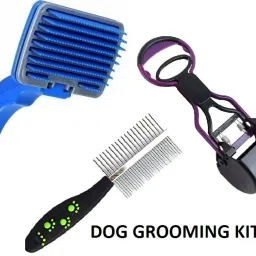 Best Quality Multi Ultra- Dog & Cat Grooming Kit Pet Scooper + Comb +Slicker Brush Trimmer Brush Shedding Removes Loose Undercoat, Slicker Brush for Pet Massage, Self Cleaning Plastic Slicker Brush With Press Key (Combo of 3) Slicker Brushes forDog, Cat, Rabbit, Hamster-17