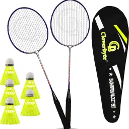 POWER Purple Steel LightWeight Badminton Racquet 1 Pair with 5 pc Shuttle & Bag Badminton Kit-image-54