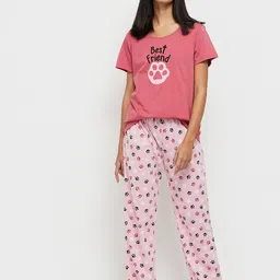 max Women Top & Pyjama Set Pink Printed-picture-11