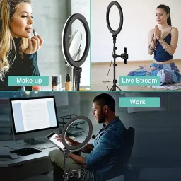 Planetoid 10 inches LED Ring Light ,Mobile Holder with 3 LED Lighting Modes Android Mobile Ring Flash image 4
