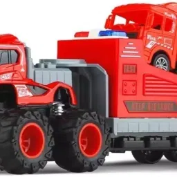 Die Cast Fire Engine Truck Toys for Kids with 1 small Rescue Transport Trailer-image-46