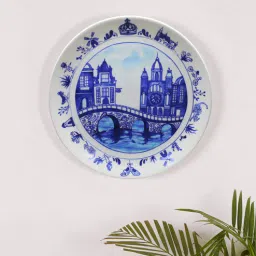 Blue Bone China Blue Pottery Inspired Home Decor Wall Plate 10 Inch By Kolorobia-picture-27