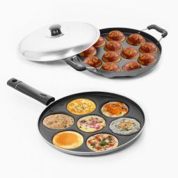 Nonstick Delight Combo Set (Multi Snack Maker - 7 Pcs + Grill Appam Patra - 12 Pcs) NA Pan 23 cm diameter with Lid 0 L capacity-image-14