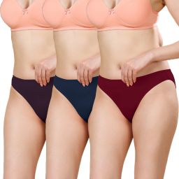 Pack of 3 Women Bikini Purple, Dark Blue, Maroon Panty-image-8