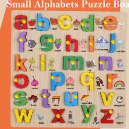 English Alphabet Wooden Colorful Learning Educational Board for Kids with Knobs-image-37