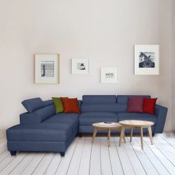 casacraft from pepperfry Merish Fabric RHS Sectional Sofa (2+ Lounger) in Denim Blue Colour-picture-25