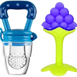 Combo Pack of Silicone Fruit Shape Teether and Fruit Nibbler for 6-12 Month Baby Teether and Feeder-picture-19
