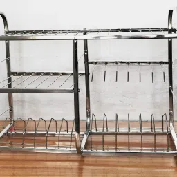 Utensil Kitchen Rack Kitchen Dish Rack | Plate Cutlery Stand | Kitchen Utensils Rack | Modern Kitchen Storage Stainless Steel Rack (18 x 24) INCH Steel-13