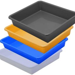 Plastic Exel Small Tray For Home/Office, 4 pc, 2 Ltr, White Blue Yellow Grey Tray-image-82