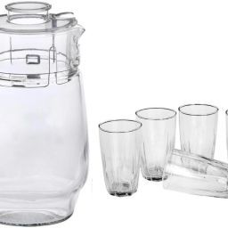 Somil Versatile Transparent Jug & 6 Glass Set for Beverage Service - E14 Jug Glass Set-image-79