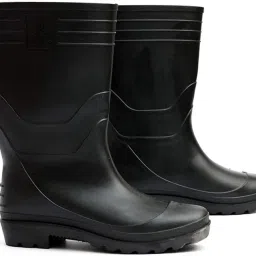 Horse Hillson Men's Welcome Plain Toe Duel Black PVC Safety Gumboot -UK/IND Size 8-image-45