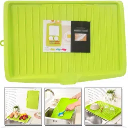 Dish Drainer Kitchen Rack Drying Rack for Home, Plastic Sink Drip Sloping Draining Tray Plastic-image-50