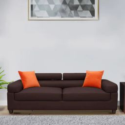 woodsworth from pepperfry Carelino 3 Seater Sofa With Adjustable Headrest in Dark Brown colour-picture-27