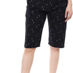 Women new designed puppy footprint 3/4 pant Women Black Capri-image-7