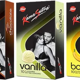 Chocolate, Vanilla And Banana Flavoured Dotted Condom-image-91