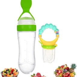 Squeeze Style Bottle Feeder with Dispensing Spoon & Rattle Hand Fruit Feeder Feeder-27