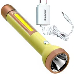 NEXT TECH Rechargeable LED Flashlight Torch (Yellow) 3 Mode Flashlight Torch & Table Lamp Industrial Security Purpose Military Grade Search Light 3W Torch-4